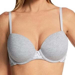 Le Mystere Cotton Touch Uplift Heather Gray Lace Trim Bra, 33DD/33E